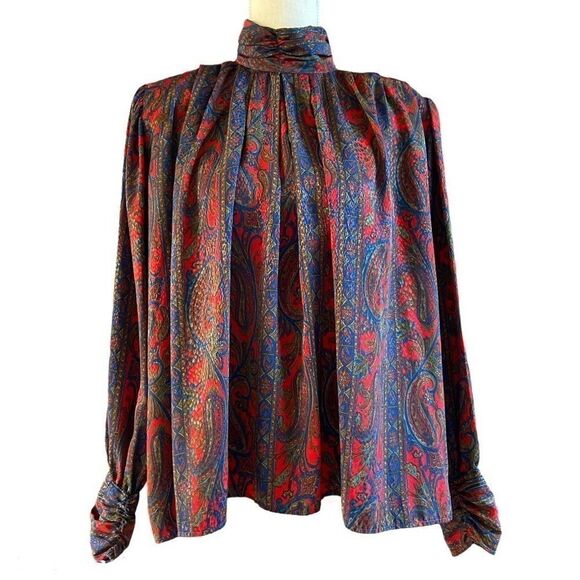 Vintage 80’s Stuart Lang Paisley Blouse 12 - Picture 2 of 10
